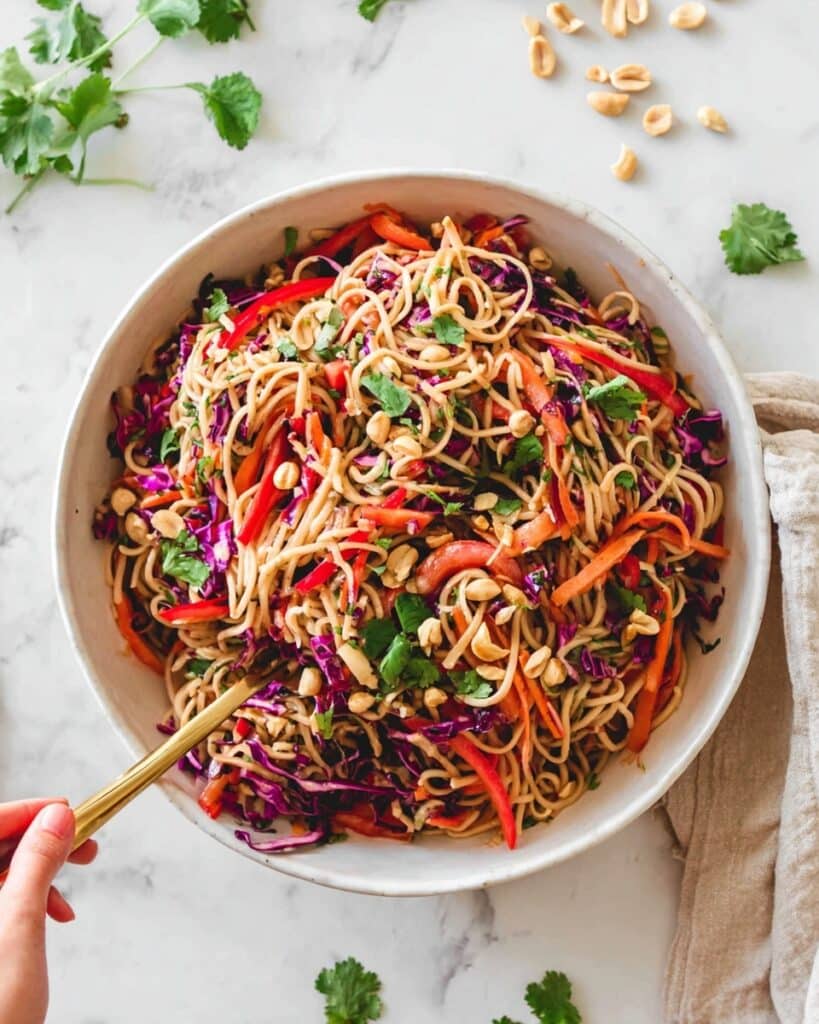Asian Noodle Salad with Peanut Dressing Recipe