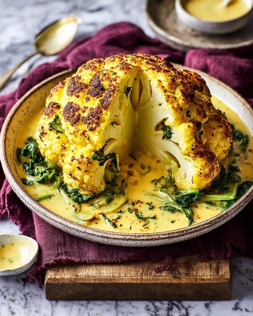 Whole Baked Cauliflower with Cheddar and Chives Recipe