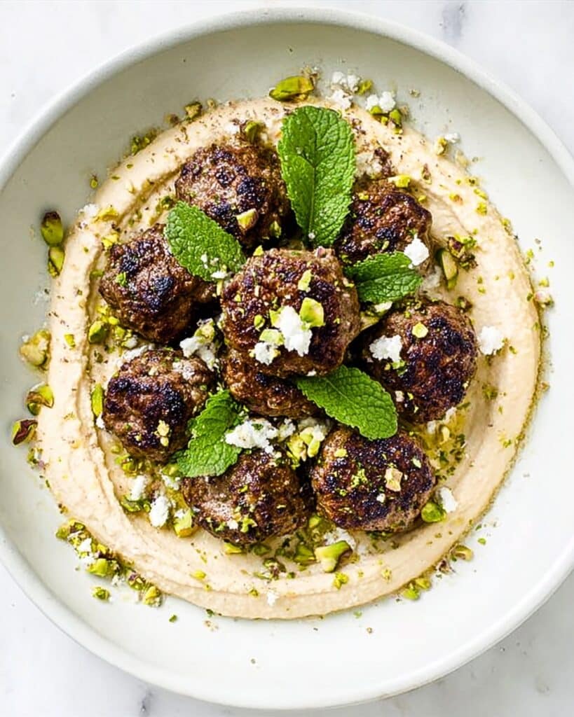Hummus with Pistachio Lamb Meatballs Recipe