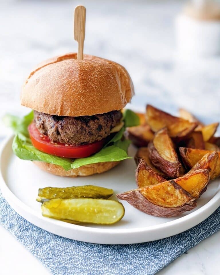 Beef Burger with Sweet Potato Chilli Chips Recipe