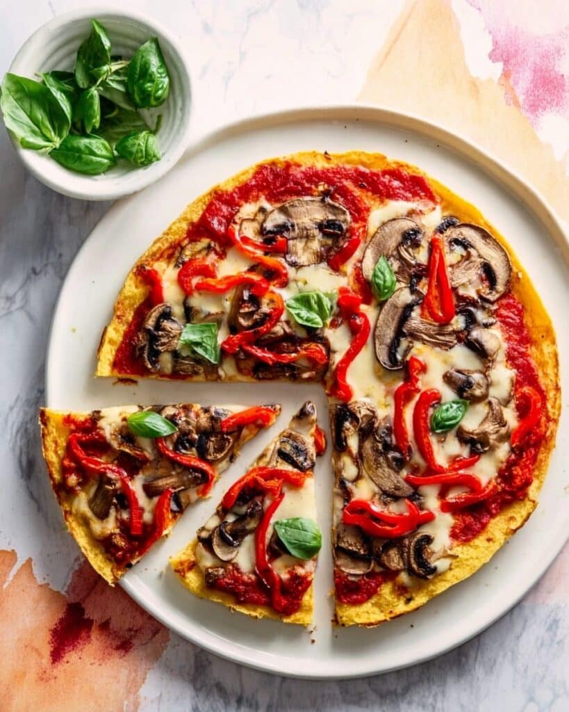 Pepper & Mushroom Socca Pizza Recipe
