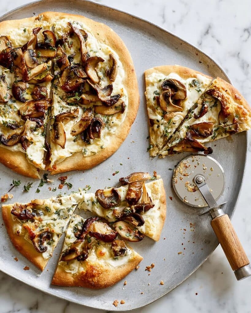 Garlic Mushroom Flatbread Pizzas Recipe