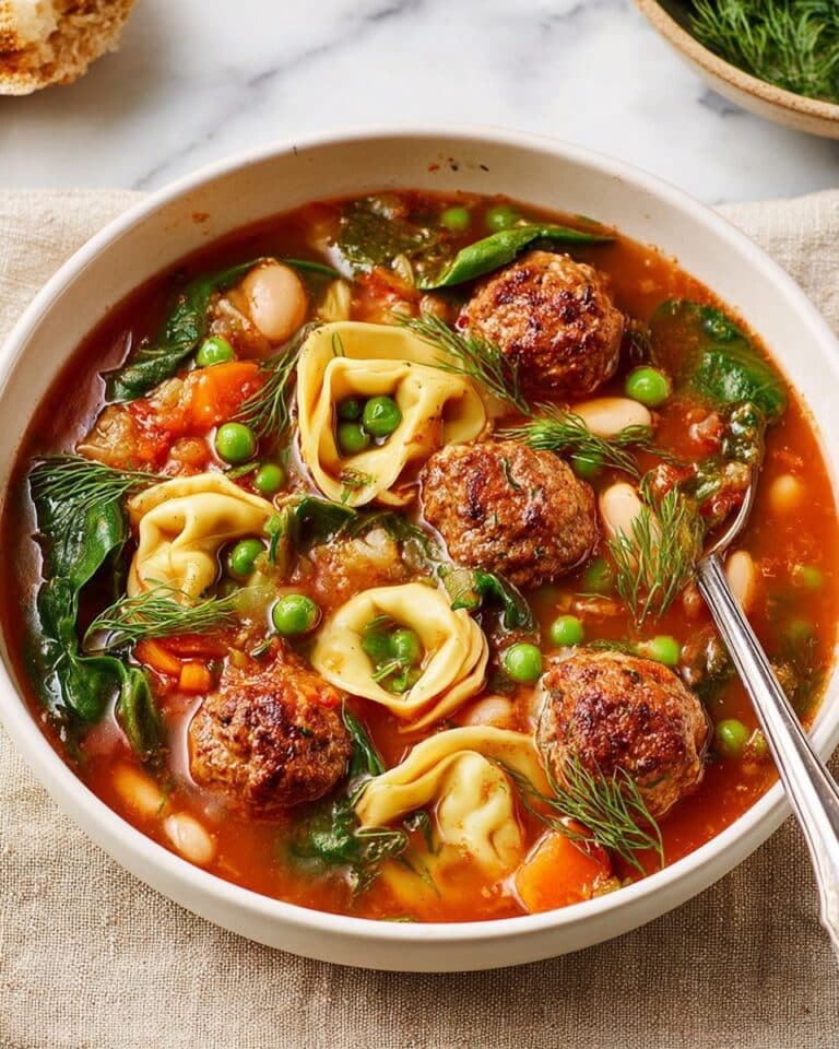 Spring Meatball Soup with Spinach, Beans, and Tortellini Recipe