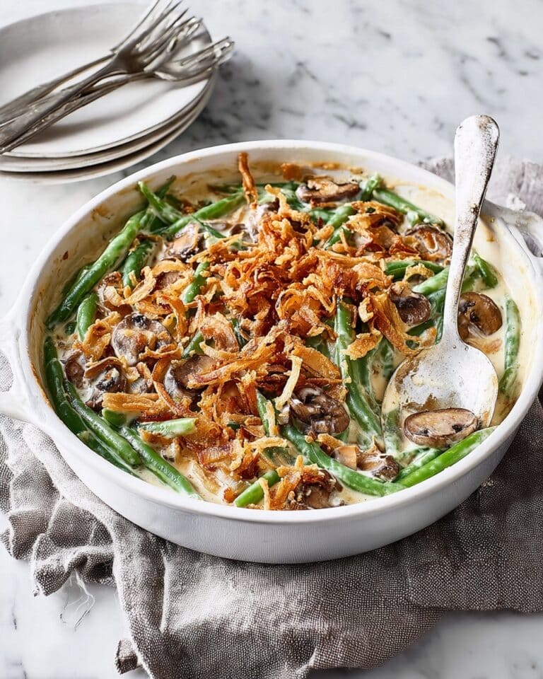 Creamy Green Bean and Mushroom Casserole with Crispy Onions Recipe