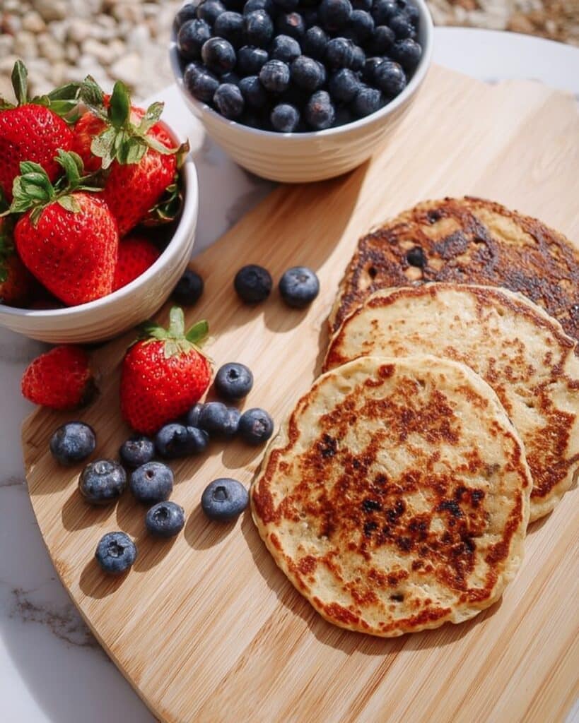 Banana Pancakes with Feta and Fresh Berries Recipe