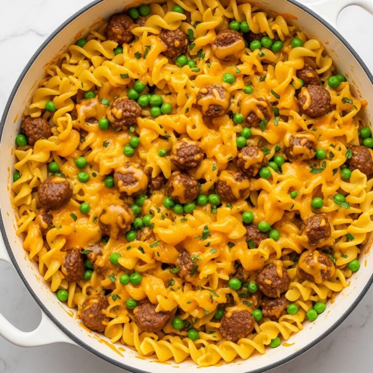 Ground Beef Stroganoff with Peas and Cheddar Recipe