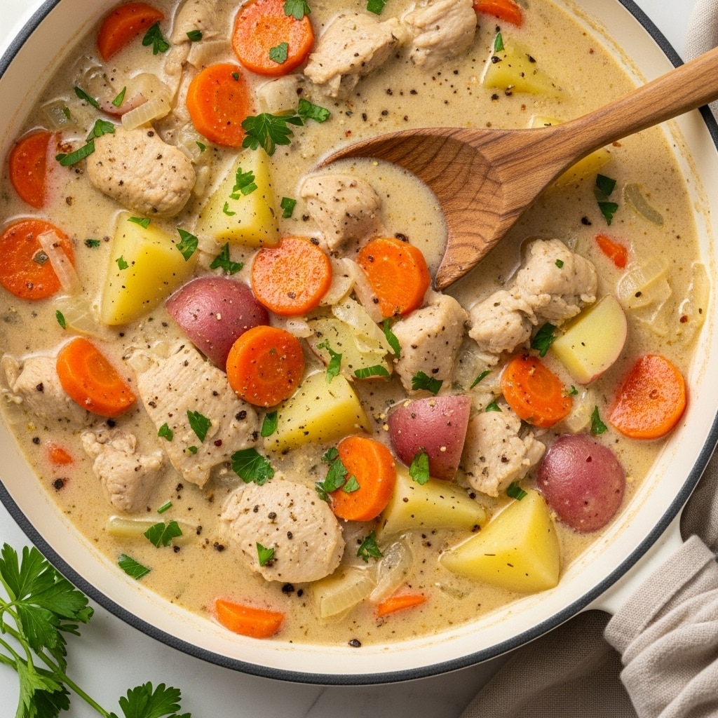 Creamy Chicken Stew with Potatoes and Vegetables Recipe