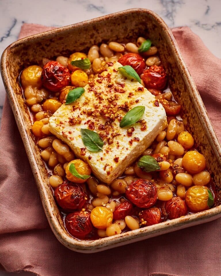 One-Pan Baked Feta with Summer Tomatoes, Oregano & Butter Beans Recipe
