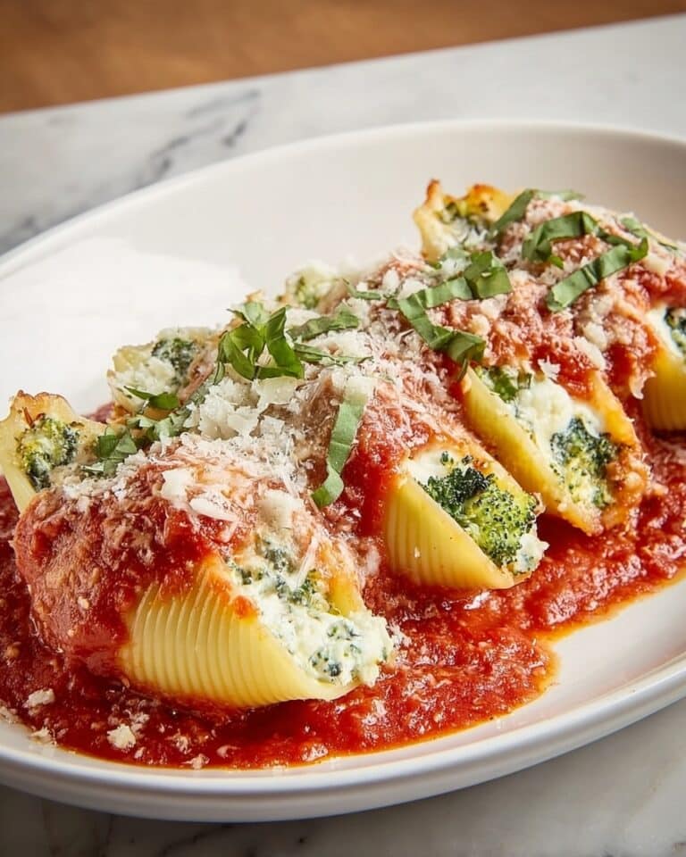 Broccoli Stuffed Manicotti with Marinara and Cheese Recipe