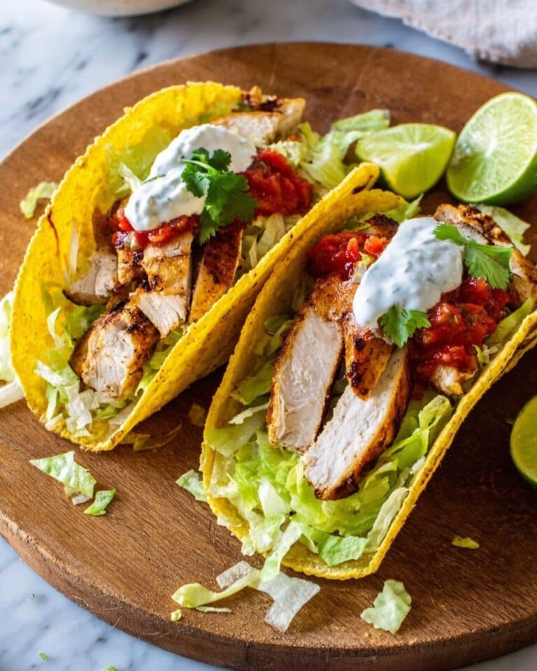 Lighter Chicken Tacos with Charred Vegetables and Fresh Guacamole Recipe