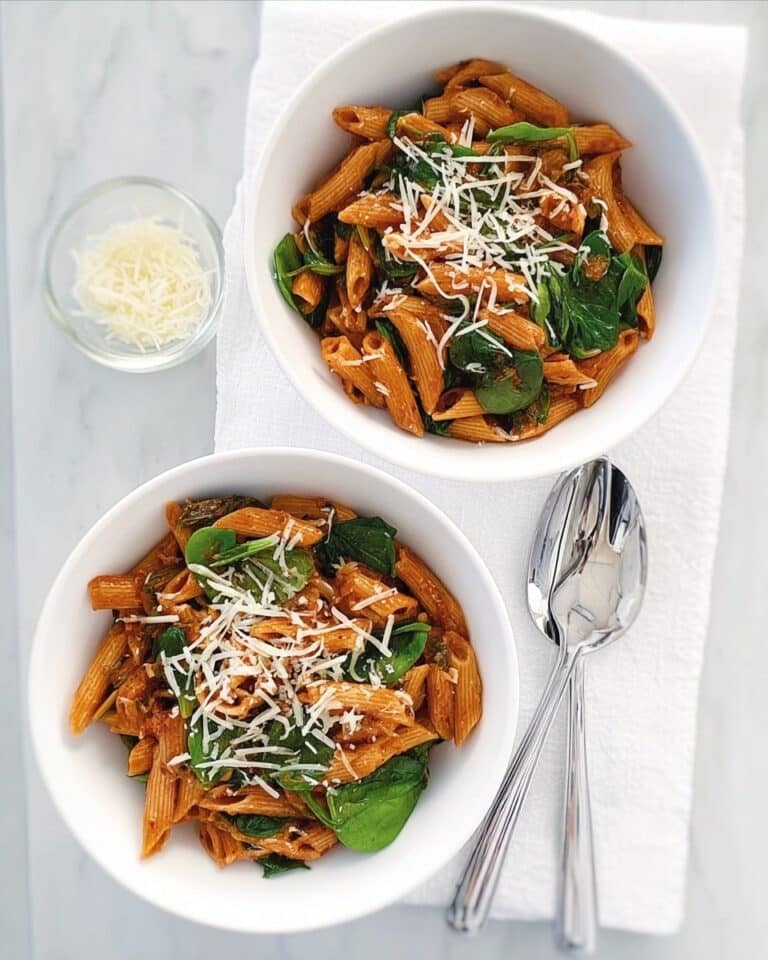 Pasta with Chilli Tomatoes and Spinach Recipe
