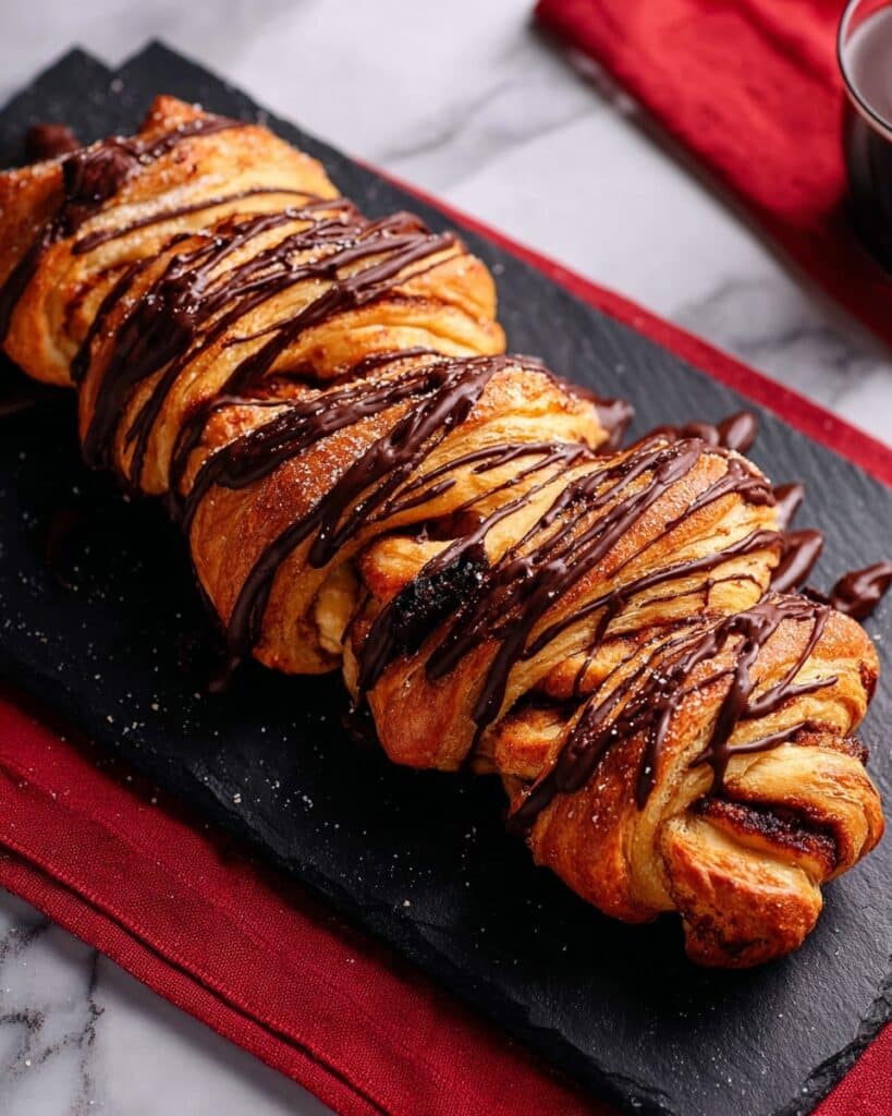 Pain au Chocolat Tear-and-Share Loaf with Raspberry Jam and Melted Chocolate Recipe