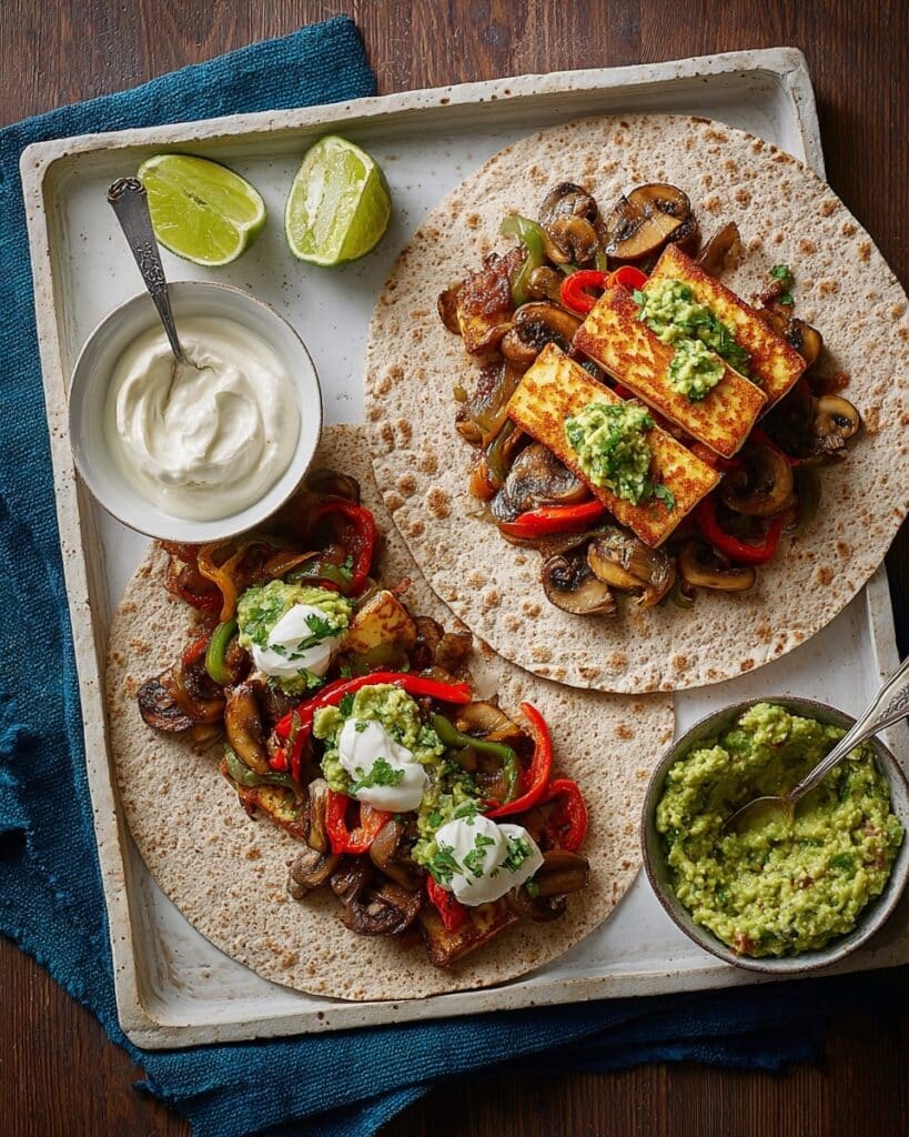 Halloumi Fajitas with Soured Cream & Guacamole Recipe