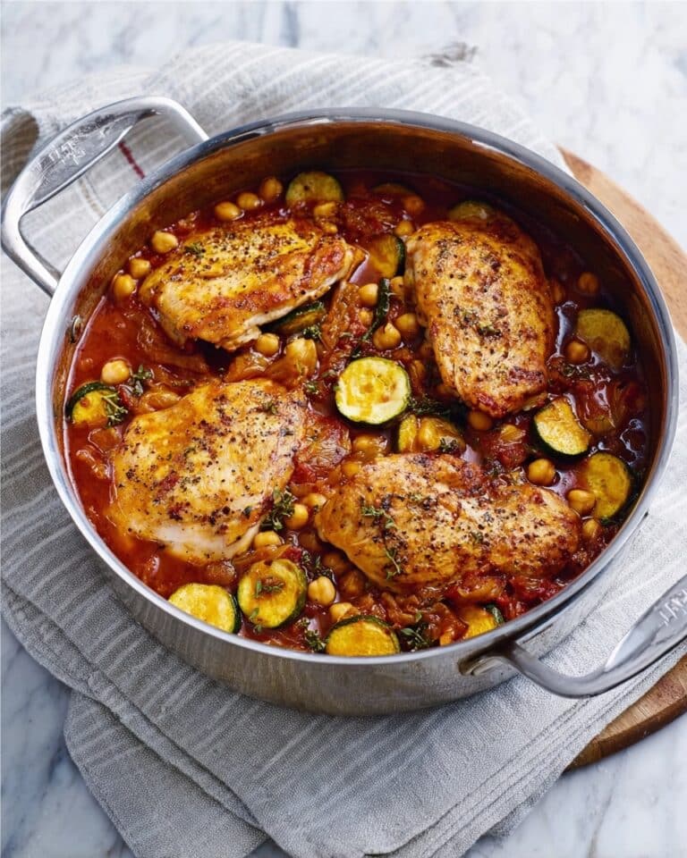 One-Pot Moroccan Chicken with Harissa, Chickpeas, and Courgettes Recipe