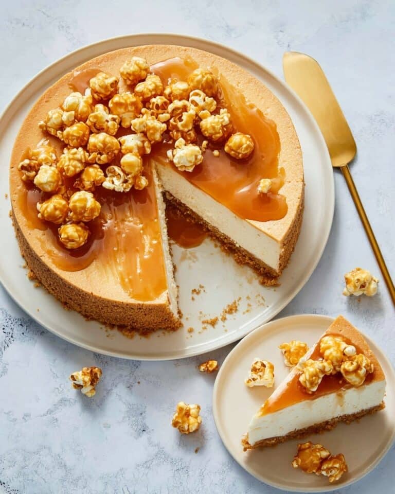 Sweet Potato Cheesecake with Caramel Popcorn and Maple Syrup Recipe