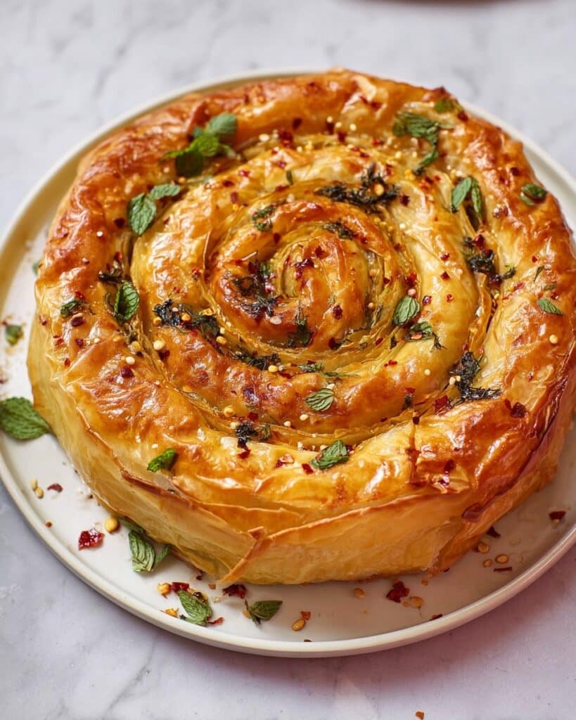 Sticky Tamarind Tomato & Spinach Spiral Pie Recipe